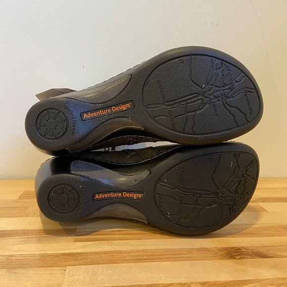 Ankle Boots In Gray With Braided Detail 7.5 Vegan leather wedges heeled Microban - Picture 9 of 16